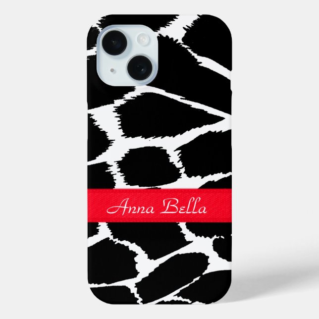 Zebra animal print black white & red  Case-Mate iPhone case (Back)