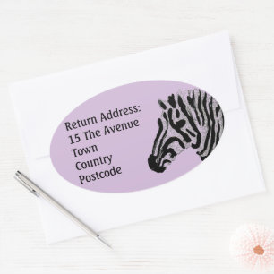 Zebra Animal Print Custom Colour Return Address Oval Sticker