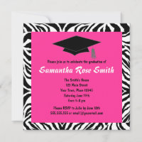 Zebra Animal Print Hot Pink Graduation Party