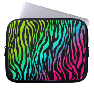 Zebra Animal Print laptop sleeve pink blue green
