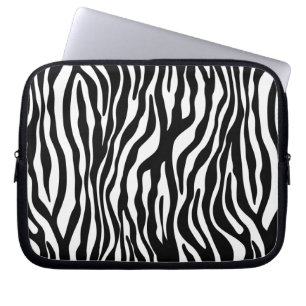 Zebra Animal Print laptop sleeve white Black