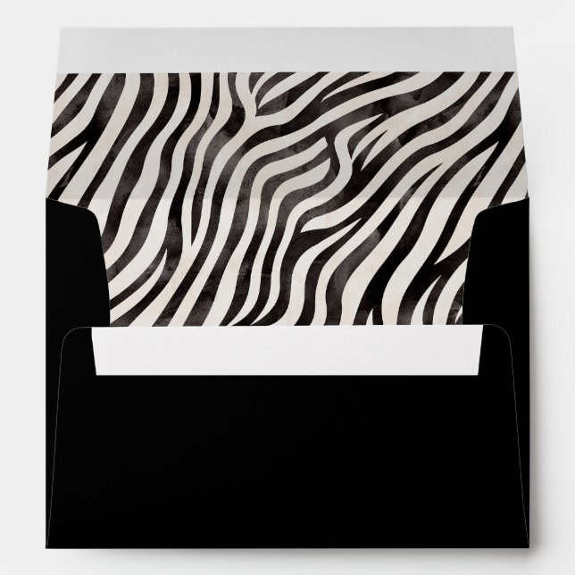 Zebra Animal Print Modern Black Bridal Shower  Envelope (Back (Bottom))