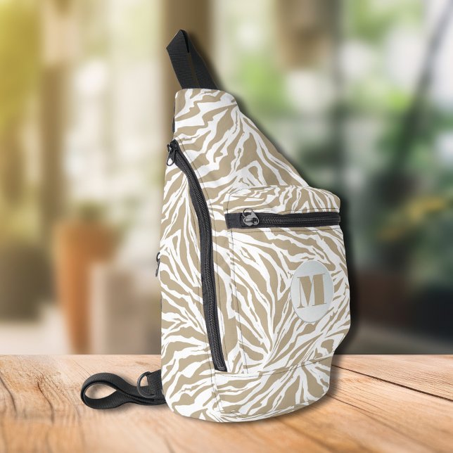Zebra Animal Print Monogrammed Sling Bag (Zebra Animal Print Monogrammed Sling Bag)