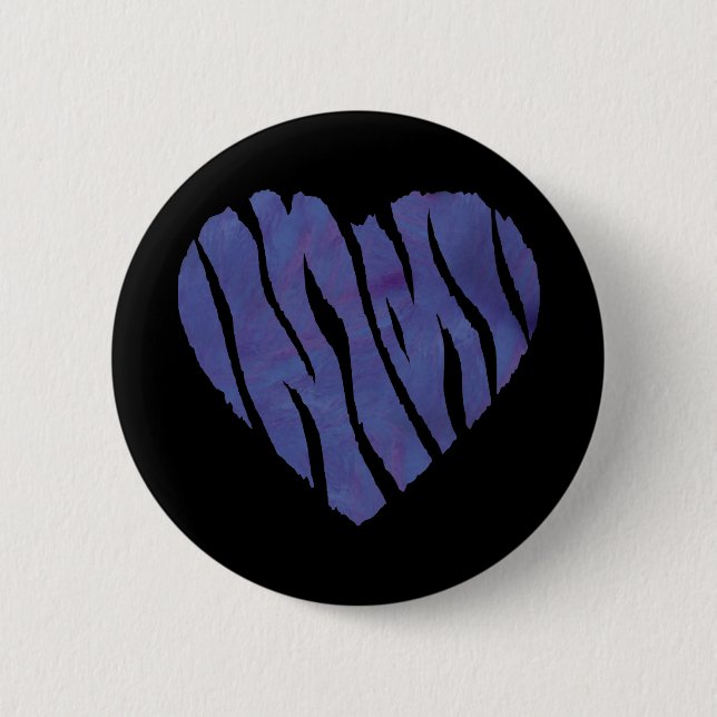 Zebra Animal Print Purple Heart 6 Cm Round Badge (Front)