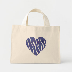 Zebra Animal Print Purple Heart Mini Tote Bag