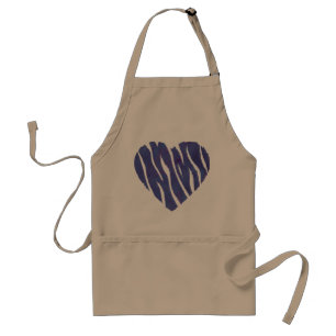Zebra Animal Print Purple Heart Standard Apron