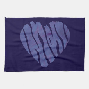 Zebra Animal Print Purple Heart Tea Towel