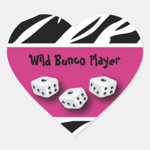 Zebra Animal Print WIld Bunco Player Heart Sticker