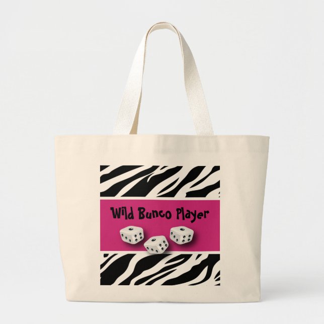 Zebra Animal Print WIld Bunco Player Large Tote Bag (Front)