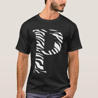 Zebra Animal Skin Pattern Initials Letter P Name M T-Shirt