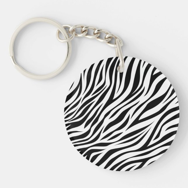 Zebra Animal Skin Print Pattern-15391 Key Ring (Front)