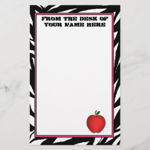 Zebra Apple Stationery