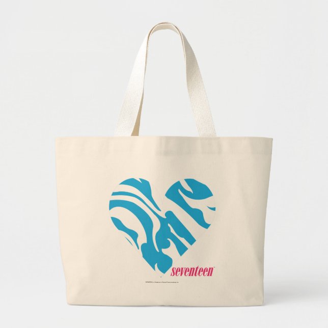 Zebra Aqua 2 Large Tote Bag (Front)