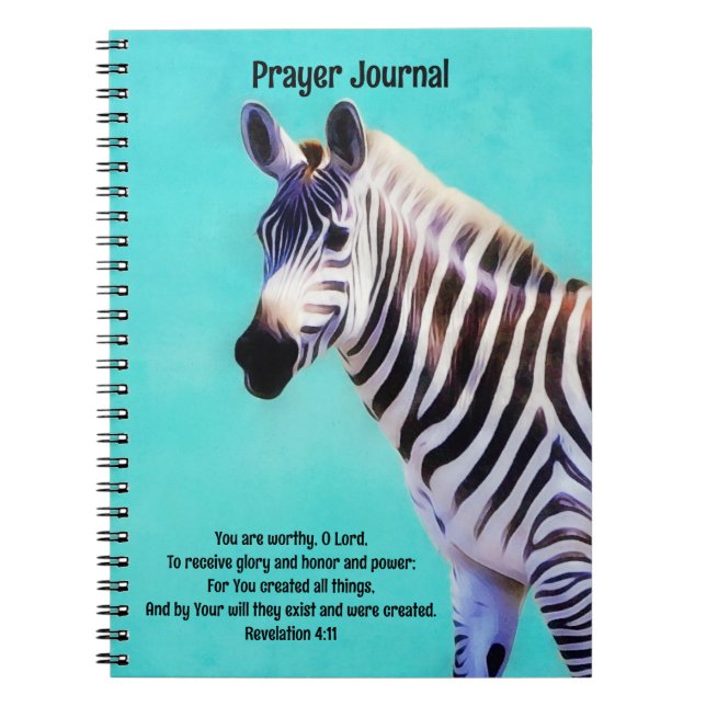 Zebra Art Creation Bible Verse Faith Prayer Notebook (Front)