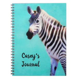 Zebra Art Journal Notebook with Personal Name
