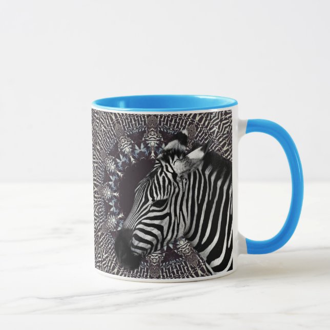 Zebra Art Light Blue Combo Mug (Right)