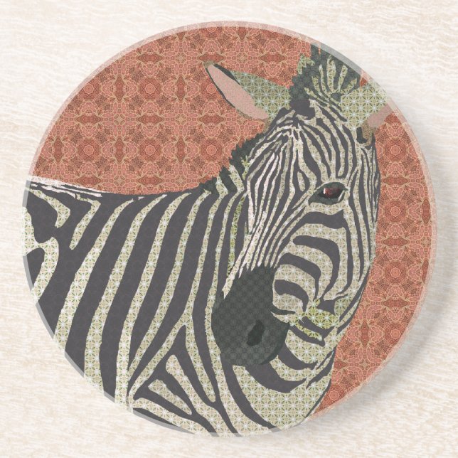 Zebra Art Pink Coaster (Front)