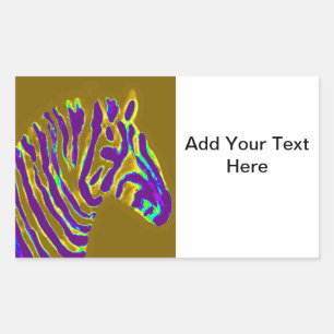 Zebra Art Purple Stripes Custom Rectangular Sticker