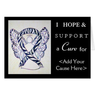 Zebra Awareness Ribbon Angel Art Greeting Cards