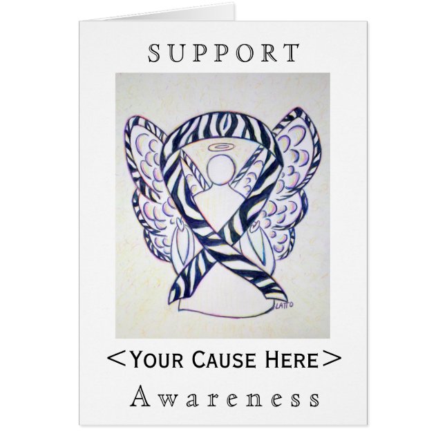 Zebra Awareness Ribbon Angel Customised Card (Front)