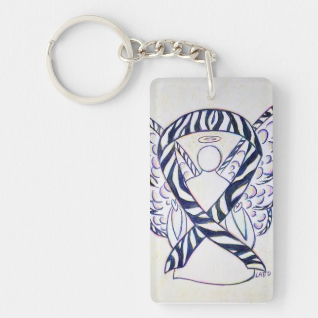Zebra Awareness Ribbon Angel Key chain (Front)