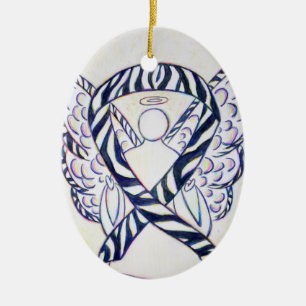 Zebra Awareness Ribbon Angel Ornament