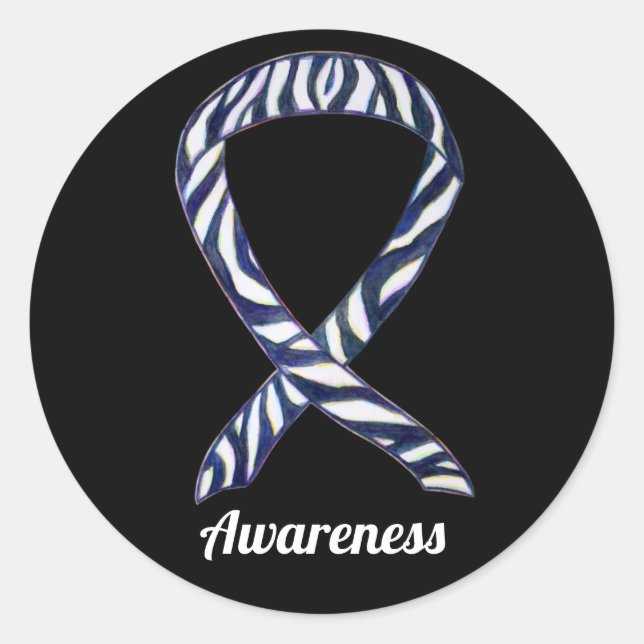 Zebra Awareness Ribbon Art Custom Sticker Decals (Front)
