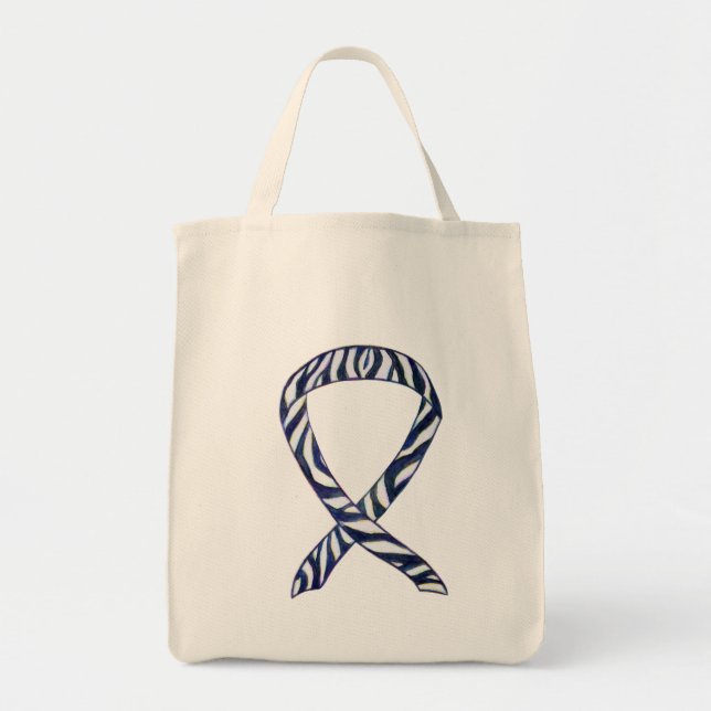 Zebra Awareness Ribbon Custom Art Tote Bag (Front)