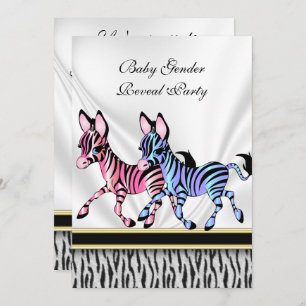 Zebra Baby Gender Reveal Party Invitation