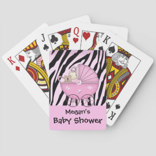 Zebra Baby Shower Card Game Pink Pram
