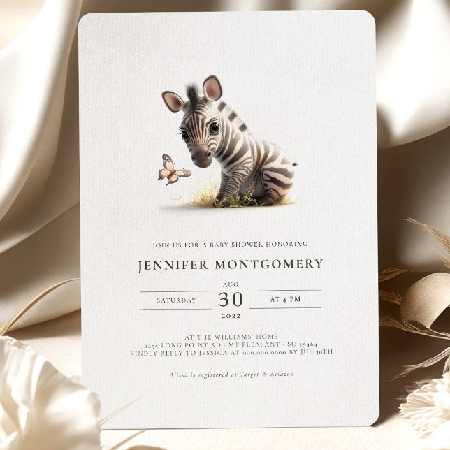 Zebra Baby Shower Gender Neutral Invitation (Creator Uploaded)