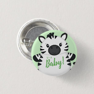 Zebra Baby Shower Green 3 Cm Round Badge