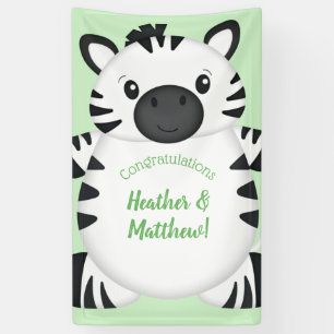 Zebra Baby Shower Green Banner