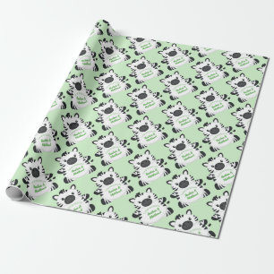 Zebra Baby Shower Green Wrapping Paper