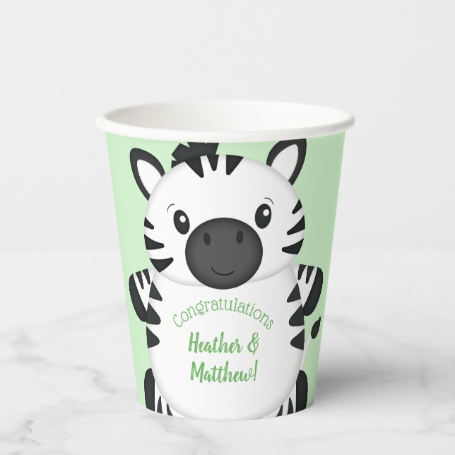 Zebra Baby Shower Paper Cups (Front)