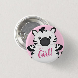 Zebra Baby Shower Pink 3 Cm Round Badge