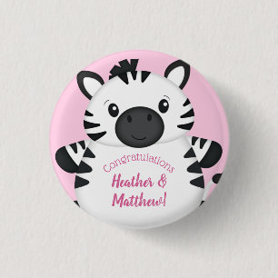 Zebra Baby Shower Pink 3 Cm Round Badge