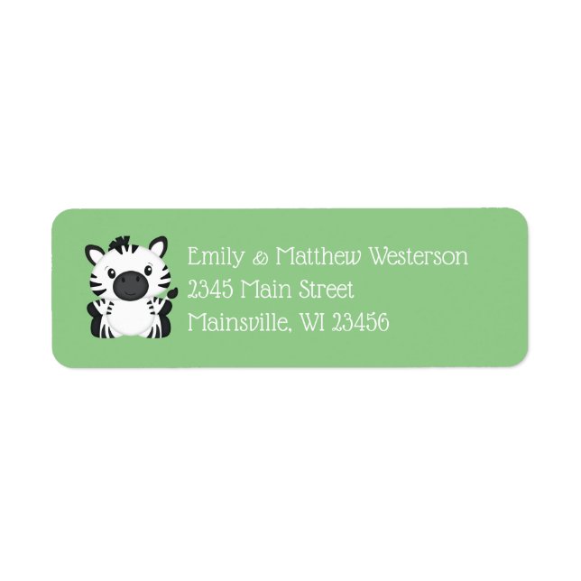 Zebra Baby Shower Return Address Label (Front)