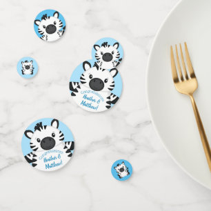 Zebra Baby Shower Safari Blue Boy Confetti