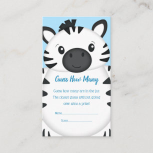 Zebra Baby Shower Safari Blue Boy Enclosure Card