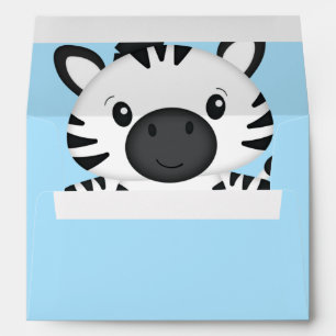 Zebra Baby Shower Safari Blue Boy Envelope