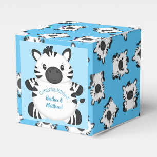 Zebra Baby Shower Safari Blue Boy Favour Box