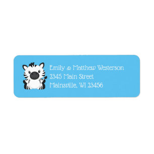 Zebra Baby Shower Safari Blue Boy Return Address Label