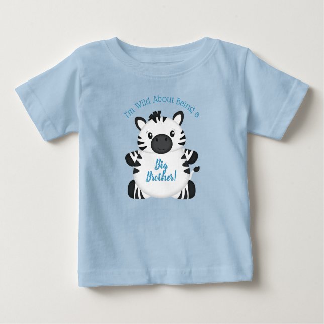 Zebra Baby Shower Safari Blue Boy T-Shirt (Front)