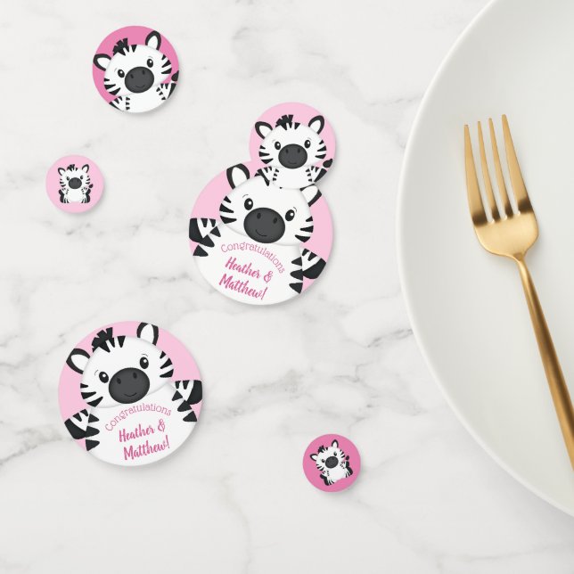 Zebra Baby Shower Safari Pink Girl Confetti (Group)