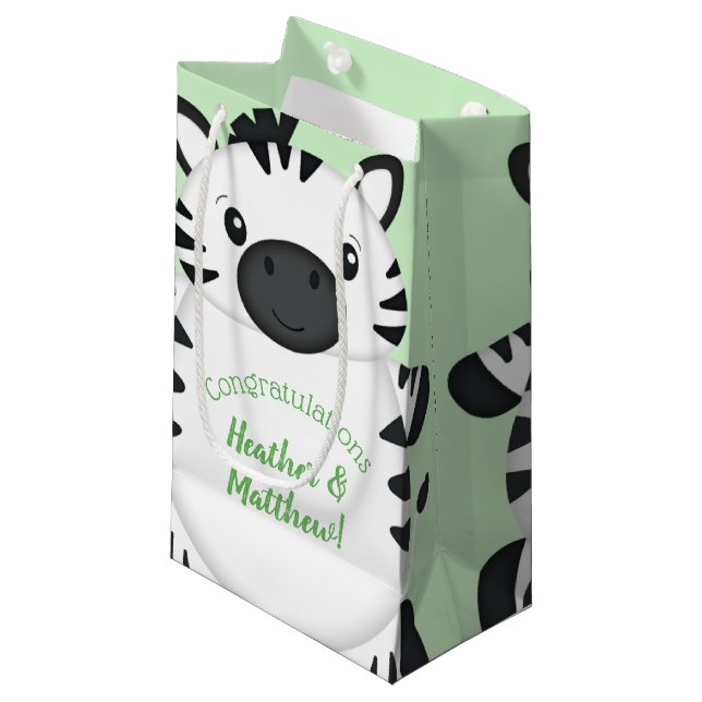 Zebra Baby Shower Small Gift Bag (Front Angled)