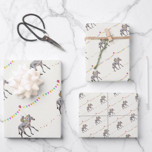 Zebra balloon Party Cadeaupapier Vellen Set  Wrapping Paper Sheet (Front)