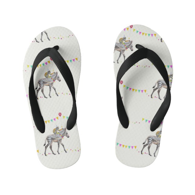 Zebra Balloon party Slip slops Kid's Thongs (Footbed)
