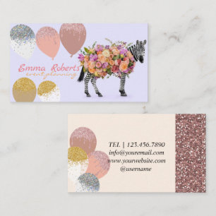 Zebra Balloons Modern Event Planning Business Card