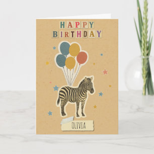 Zebra Birthday Card – Personalised Name